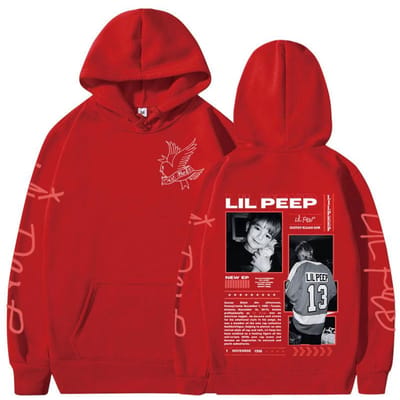 Rapper Lil Peep Crybaby Hellboy Hoodies Mode Hip Hop Retro Sweatshirts Herenkleding Oversized Lange Mouwen Fleece Pullovers XL rood