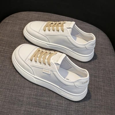 Zachtzool Lichtgewicht Leer Kleine Witte Schoenen Damesschoenen Vroege Herfst Nieuwe Platte Casual Sportschoenen Studenten Boardschoenen 40 gray