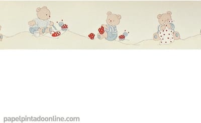 Behangrand Beren - Four Friends - Kinderbehang - Beige - Behangpapier - Behang Babykamer - Lieve Beer - 0.13 x 5M.