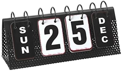 Vintage Staande Flip Kalender - Eeuwigdurende Bureaukalender met Groot Display (Zwart-Wit)