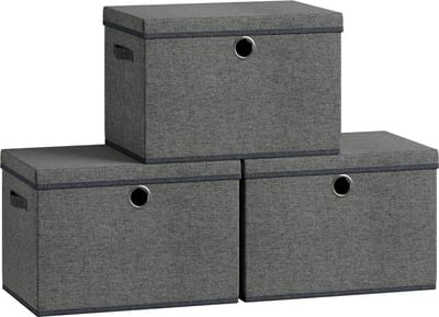 SONGMICS - Opbergbox - Opbergdoos - 3er-Set - Opbergboxen Stapelbaar - Met Handgrepen - Set Van 3