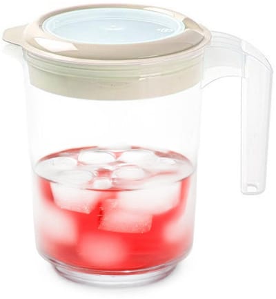 Plasticforte Sapkan / Schenkkan karaf met deksel - 1500 ml - beige - kunststof - met mix en navul deksel
