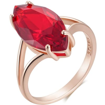 Glanzende Ruit Rode Natuurlijke Zirconia Etnische Bruidsringen Voor Vrouwen Roségoud Kleur Hoge Kwaliteit Dagelijkse Fijne Sieraden 10 red