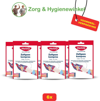 Heltiq Zalfgaaskompres - 7,5 x 10cm - 6 x 6 stuks Voordeelverpakking!
