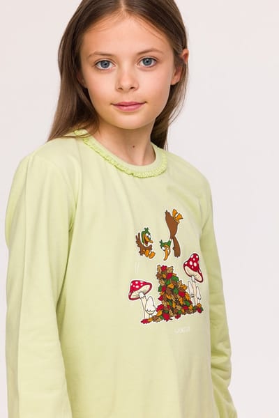 Woody Meisjes-Dames Pyjama lichtgroen - maat 152/12J