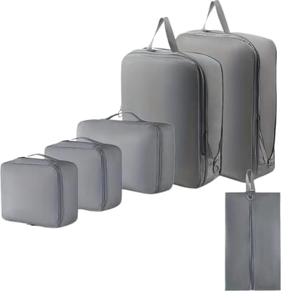 Nivard Koffer Organizer Set - Packing Cubes - Compressie - Travel - Compression - Set - Grijs