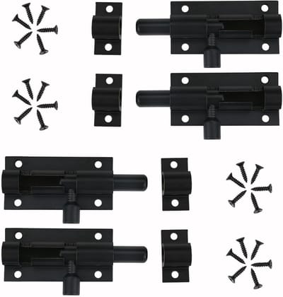 4 stuks deurgrendels zwart, klein, schuifslot, slotgrendel, zwart, schuifgrendel voor deuren, grendelslot, kleine deurgrendel, veiligheidsdeurgrendel met schroeven, voor tuinpoort, schuur, alle