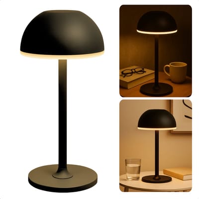 Cheqo® Dimbare Tafellamp - Usb Oplaadbaar - Zwart Metaal - 3 Kleur Modes - LED Warm Wit - Tafellamp Met Batterij - Tafel Lamp - Nachtlamp - Draagbare Lamp - Verstelbare Helderheid - Energiezuinige LED - Tafellamp Voor Bureau