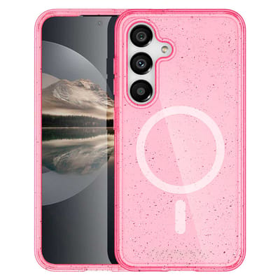 imoshion Hoesje - Geschikt voor Samsung Galaxy S25 Plus - Sparkle Backcover met Magnetische Ring - Roze