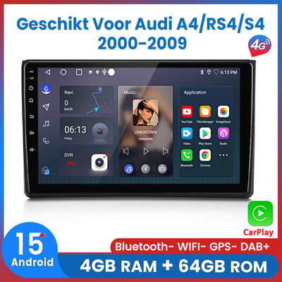 Awesafe Autoradio - 4GB & 64GB 8-Kern V1PRO - Geschikt Voor Audi A4/RS4/S4 2000 t/m 2009 - Carplay & Android auto - Met navigatie GPS - Radio scherm - 2000 2001 2002 2003 2004 2005 2006 2007 2008 2009
