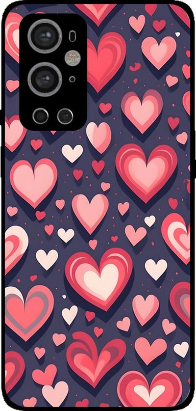 Smartphonica Telefoonhoesje Geschikt voor OnePlus 9 Pro met Hartjes Opdruk - TPU Backcover Case With Heart Design geschikt voor OnePlus 9 Pro