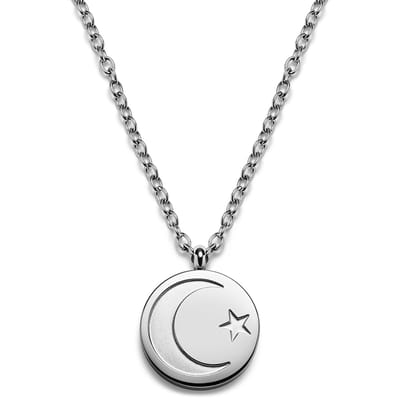 Unity | Zilverkleurige Roestvrijstalen Ketting met Halve Maan en Ster