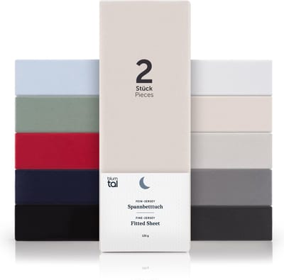 Blumtal Hoeslaken - Fitted Sheet - Jersey - Katoen -  90 x 200 x 30 cm - Ivoor - Set van 2