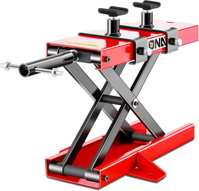 SnelShoppen - Motorfiets Schaarhefstandaard met Zadel en Pennen, 500 kg, Hefbereik 9,3-37,5 cm, Mini Motorfiets Lift Jack voor Onderhoud en Reparatie
