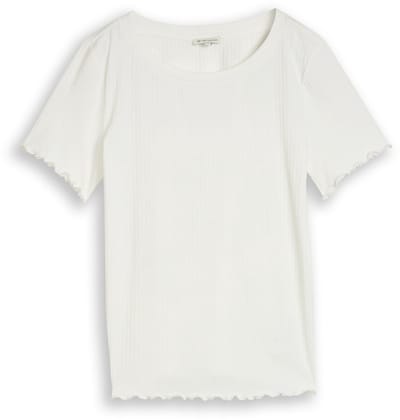 Tom Tailor - T-shirt met ribbelstructuur - Maat XXL - Whisper White