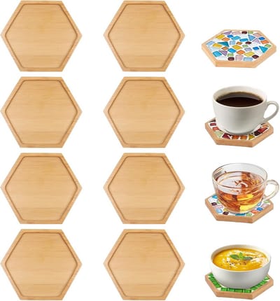 8-delige Set Bamboe Onderzetters voor Knutselen en Decoratie