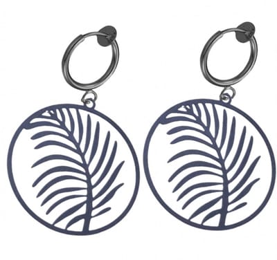 Klem oorbellen -zwart -palmblad-geen gaatje-Charme bijoux