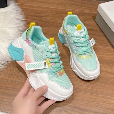 Sneakers Dames Lente en Zomer Daddy Schoenen Vrouwelijke Studenten Muffinzool Kleur Casual Schoenen met Dikke Zool Trend 38