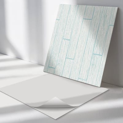Wallfluent Vinyl Tegels - Vloerplankpatroon Zelfklevende PVC Tegels - 30 cm x 30 cm - Wit Vinyl Tegels - Verpakking van 9 stuks - Vierkant PVC Tegels - Texturen Plaktegels - Vinyl Vloer Tegels - Plaktegels Keuken en Badkamer