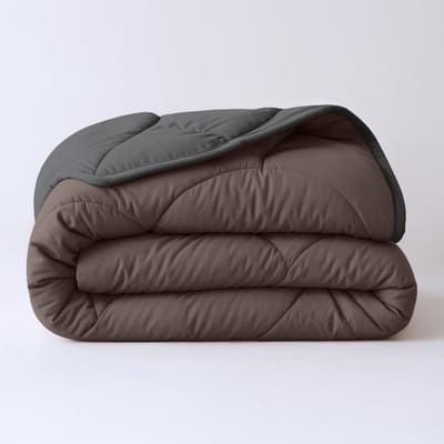 Dekbed-Discounter - Sleeptime Dekbed Zonder Overtrek 140 x 200 cm - Inclusief 1 kussensloop - Wasbaar op 40 graden - Verkoelend dekbed - Bruin/Antraciet
