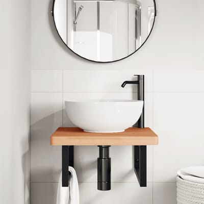 vidaXL - Badkamer - wandschap - staal - en - massief - beukenhout