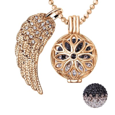 Engelenroeper 18mm Bolhouder met Ketting 90cm en Bolletje - Dames - Roségoudkleurig Bloem - EBS18133