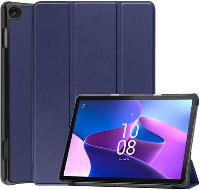 Tablet Hoes geschikt voor de Lenovo Tab M10 Gen 3 | Book Case met Standaard | Kunstlederen Beschermhoes | Tri-fold | Blauw