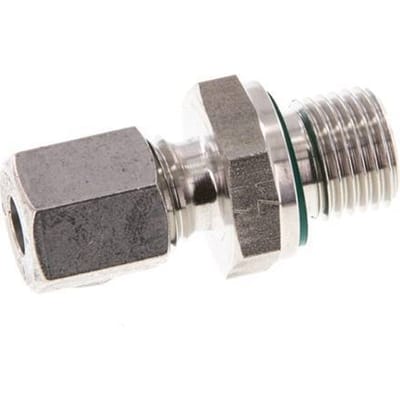G 1/4'' Buitendraad x 6L RVS Rechte Snijring Koppeling met FKM Afdichting 315 Bar DIN 2353 - FL2S-MC-STFP-014G-06-L
