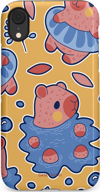 Casetastic Hoesje Geschikt voor Apple iPhone Xr - Stijlvolle Beschermende Duo-layer Case - Capibara plons