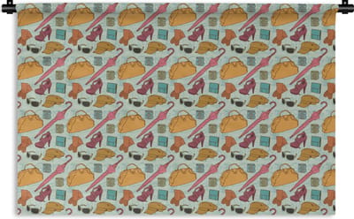 Wandkleed - Wanddoek - Kleren - Paraplu - Seizoenen - Design - 180x120 cm - Wandtapijt