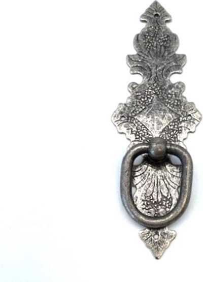 Deurgreep antiek Zilver verticaal 129x43mm