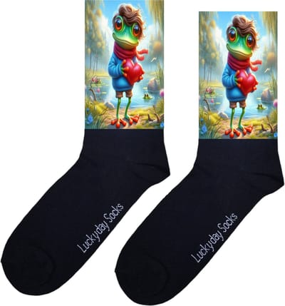 Gentleman hartje kikker - Verjaardags cadeau - Beterschap - Opkikker - Print sokken - vrolijke sokken - valentijn cadeau - leuke dames en heren sokken - moederdag - vaderdag - Sokken waar je vrolijk van wordt - Maat 37-44