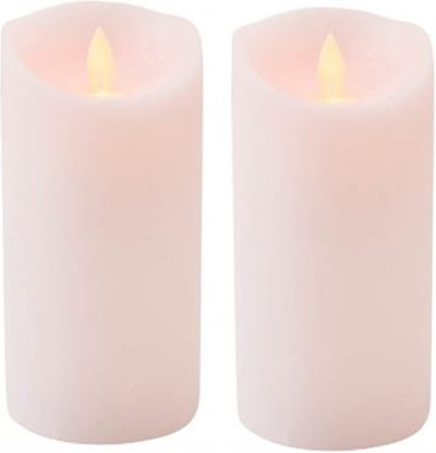 Anna's Collection Led kaars/stompkaars - 2x - lichtroze - H15 x D7,5 cm - wax - bewegende vlam