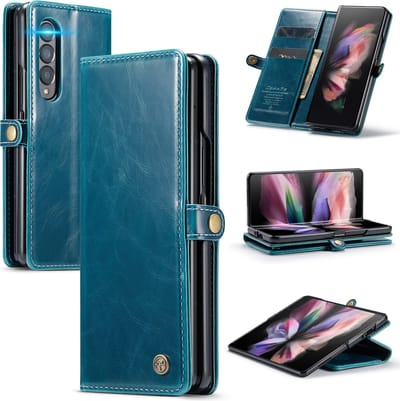 Casemania Hoesje Geschikt voor Samsung Galaxy Z Fold 4 - Rustiek Emerald Green - Portemonnee Book Case