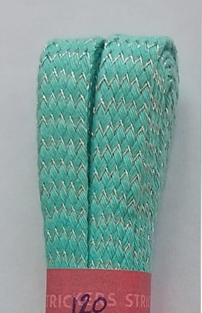 Strickers Veter - Groen/Zilver - Meerkleurig - Plat - Lengte 120 cm - Breedte 10 mm - Schoenveter