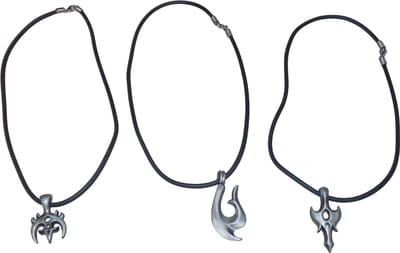 Kettingen zwart met metalen hanger set van 3 stuks.