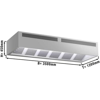 GGM Gastro Induktions-Kastenhaube - 3500mm - ohne Motor - mit Filter