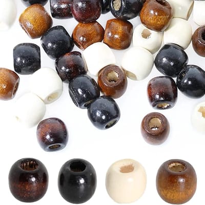 Kralen met groot gat, 4 kleuren, natuurlijke ovale houten kralen voor het inrijgen van houten balafstandskralen, knutselkralen voor doe-het-zelf sieraden maken, 16 x 17 mm, 200 stuks