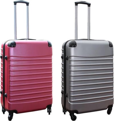 Travelerz kofferset 2 delige ABS groot - met cijferslot - 69 liter - roze - zilver