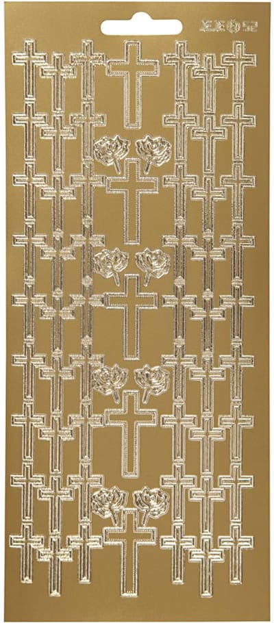 Stickers, kruis, vel 10x23 cm, goud, 1 vel
