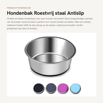 Dailygoods- Voerbak Roestvrij Staal - Antislip Hondenbak - Voerbak Kat - Vaatwasmachinebestendig - Maat S - 14 cm Hoogwaardige Kwaliteit - Hondenkom