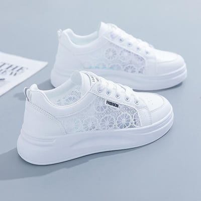 Dames Schoenen Comfort Ademend Witte Schoenen Veters Mesh Casual Schoenen 40 white