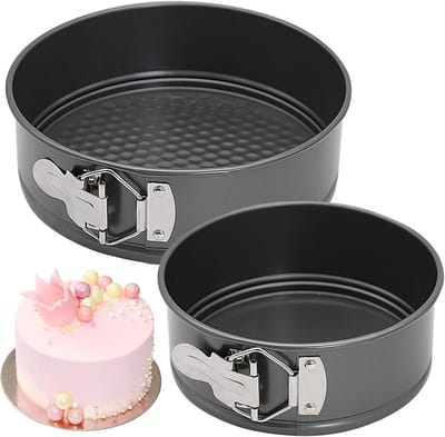 Famanu – Springvorm set 2 stuks Ø 15,2 cm, ronde compacte taartvormen met anti-aanbaklaag voor kleine cakes en cheesecakes