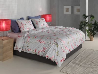Zohome Dekbedovertrek Rafa - Deken - Dekbed - Blauw - 100% Katoen - Bloemen - 140x220 + 1 sloop 60/70 cm