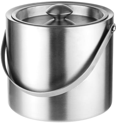 Ijsemmer - Wijnkoeler Drankemmer - Dranken Koelen - Dubbelwandig Geïsoleerd - 2L - Zilver