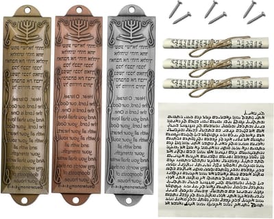 Mezuzah Set van 2 met Rol voor Deur, Antieke Gouden en Zilveren Beschermers voor Joodse Geschenken, Woninginrichting en Feestdagen
