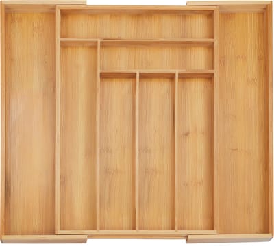 bestekbak uitschuifbaar - 32,5 - 52 cm - bamboe - bestek organizer keukenlade