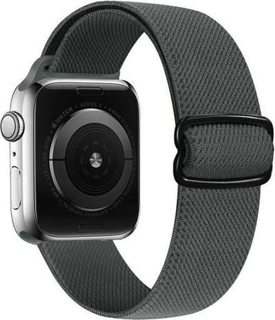 By Qubix - Geschikt voor Apple Watch bandje - Solo Loop Nylon bandje - Donkergrijs - Geschikt voor Apple Watch 44mm / 45mm / 46mm / 49mm (Ultra 1,2 en 3) - nylon - bandje iWatch