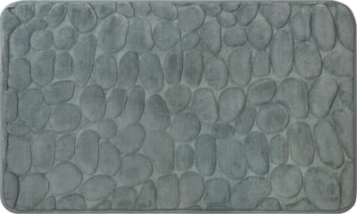 QUVIO Badmat met stenen patroon - Badkamermat - Badmat - Antislip mat - Badmatjes - Badmatten - Douchemat - Wc Mat - Badkleed - Rechthoekig - 50 x 80 x 1 (lxbxh) - Microvezel - Grijs