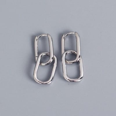 Boucles d'oreilles créoles ovales en argent sterling 925 pour femmes, géométriques, élégantes, cadeau gray